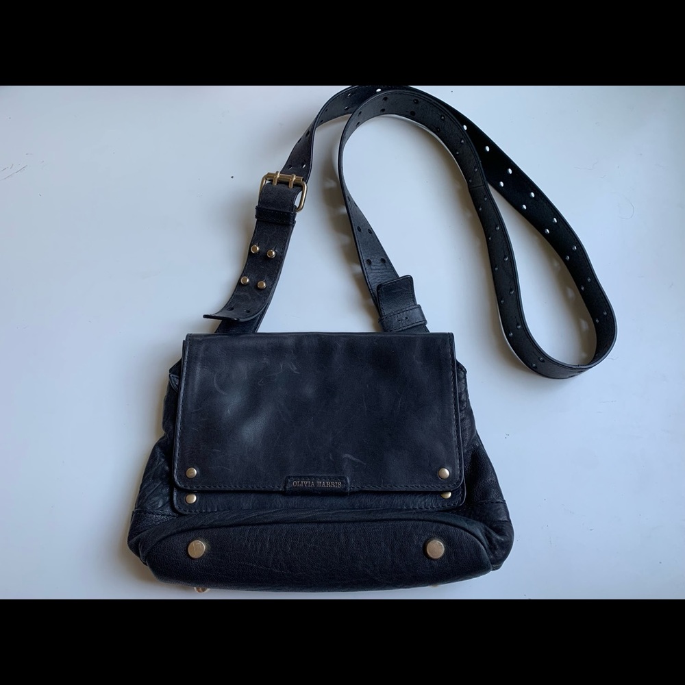 Auth Olivia Harris Gryson leather black crossbody